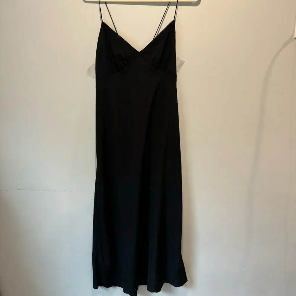 NWT Madewell The Layton Midi Slip Dress Black NK419 Minimalist Lightweight Sz 12 - Picture 2 of 10